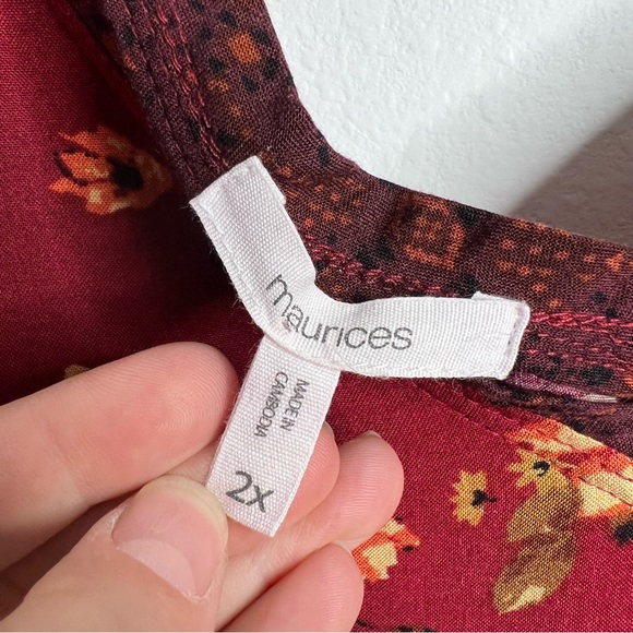 Maurice’s Burgundy Floral Peasant Blouse - Picture 3 of 6